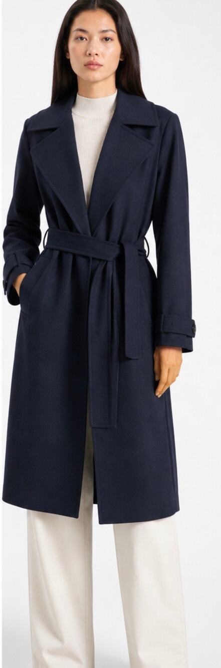 Theory Wide Lapel Trench Coat – Navy – Size Large – NWT – $645 Retail